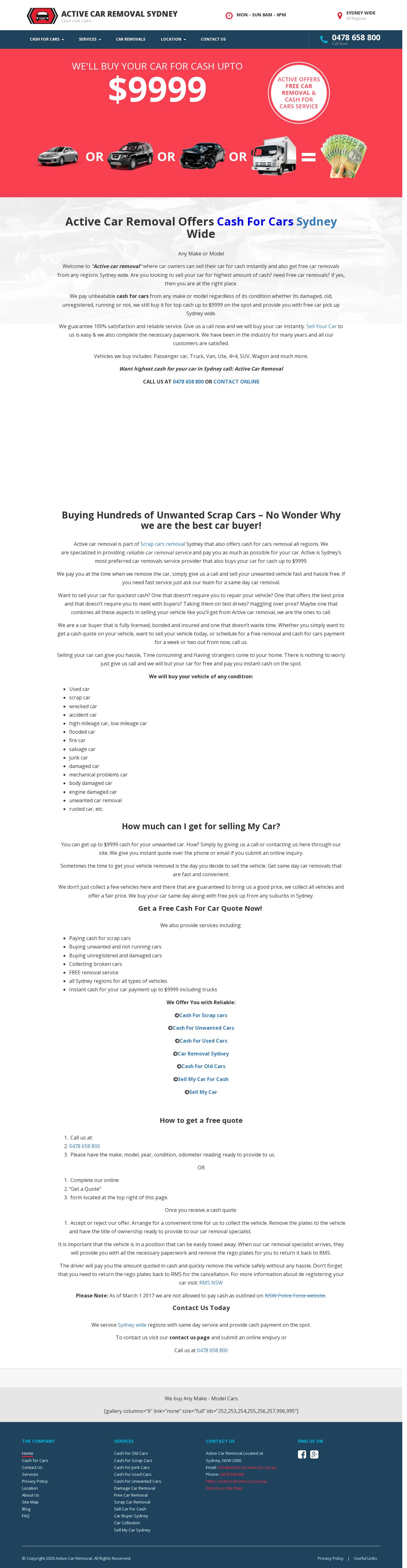 Active Car Removal Sydney website