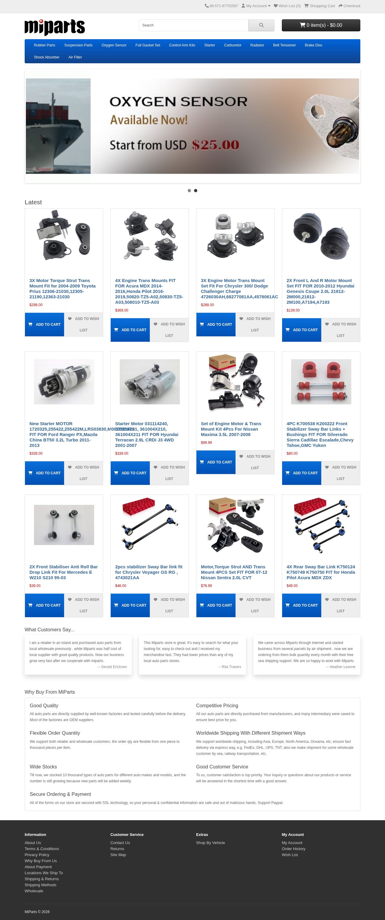 Miparts Auto Parts website