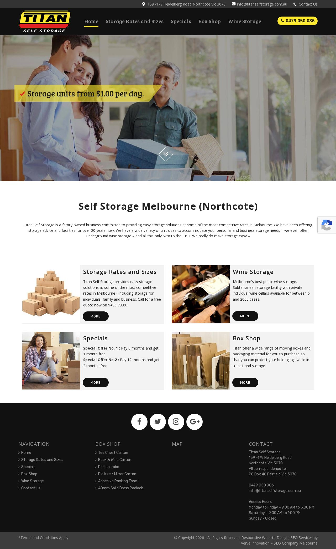 Titan Self & Wine Storage website