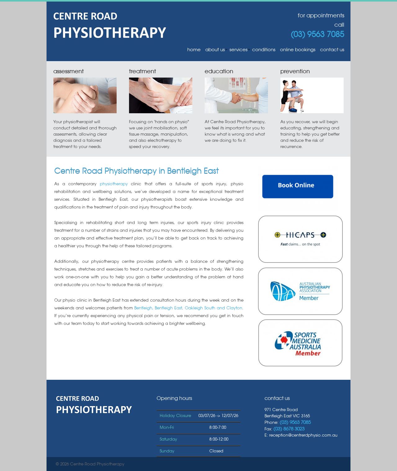 Centre Road Physiotherapy website