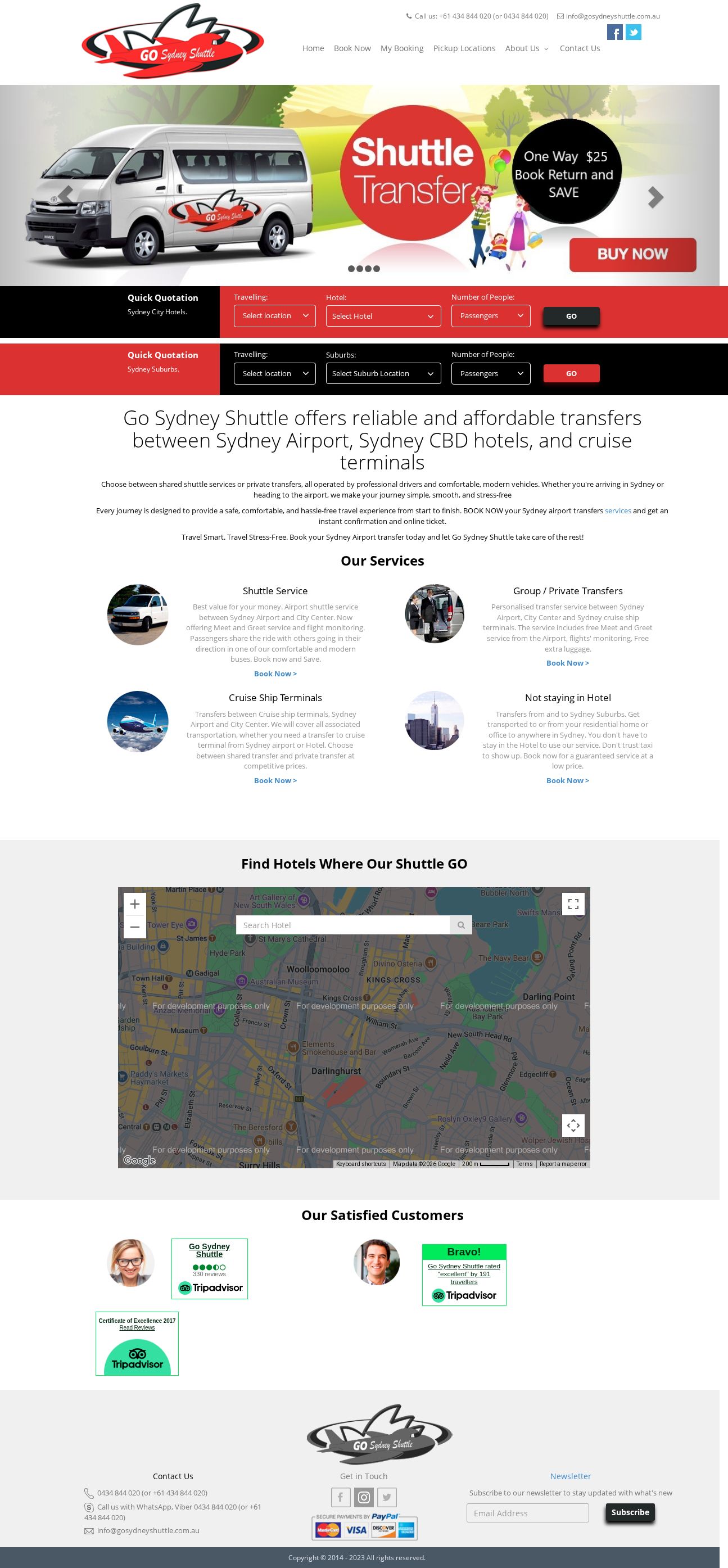 Go Sydney Shuttle website