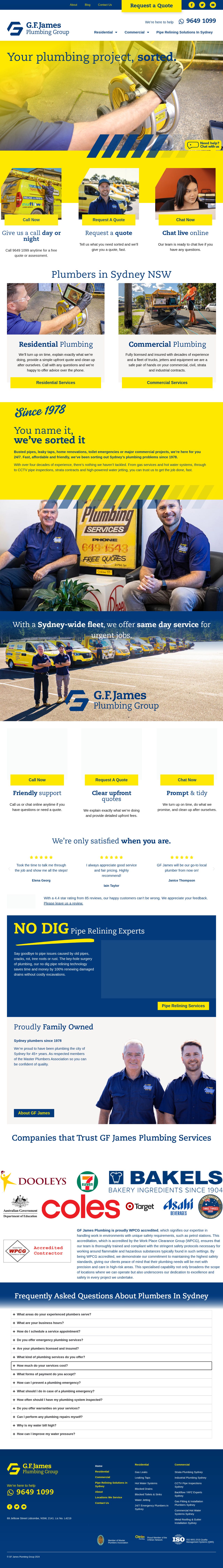 G F James Plumbing website