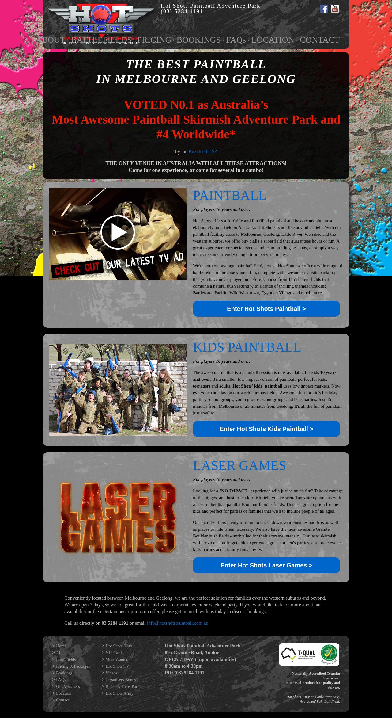 Hot Shots Paintball Skirmish website