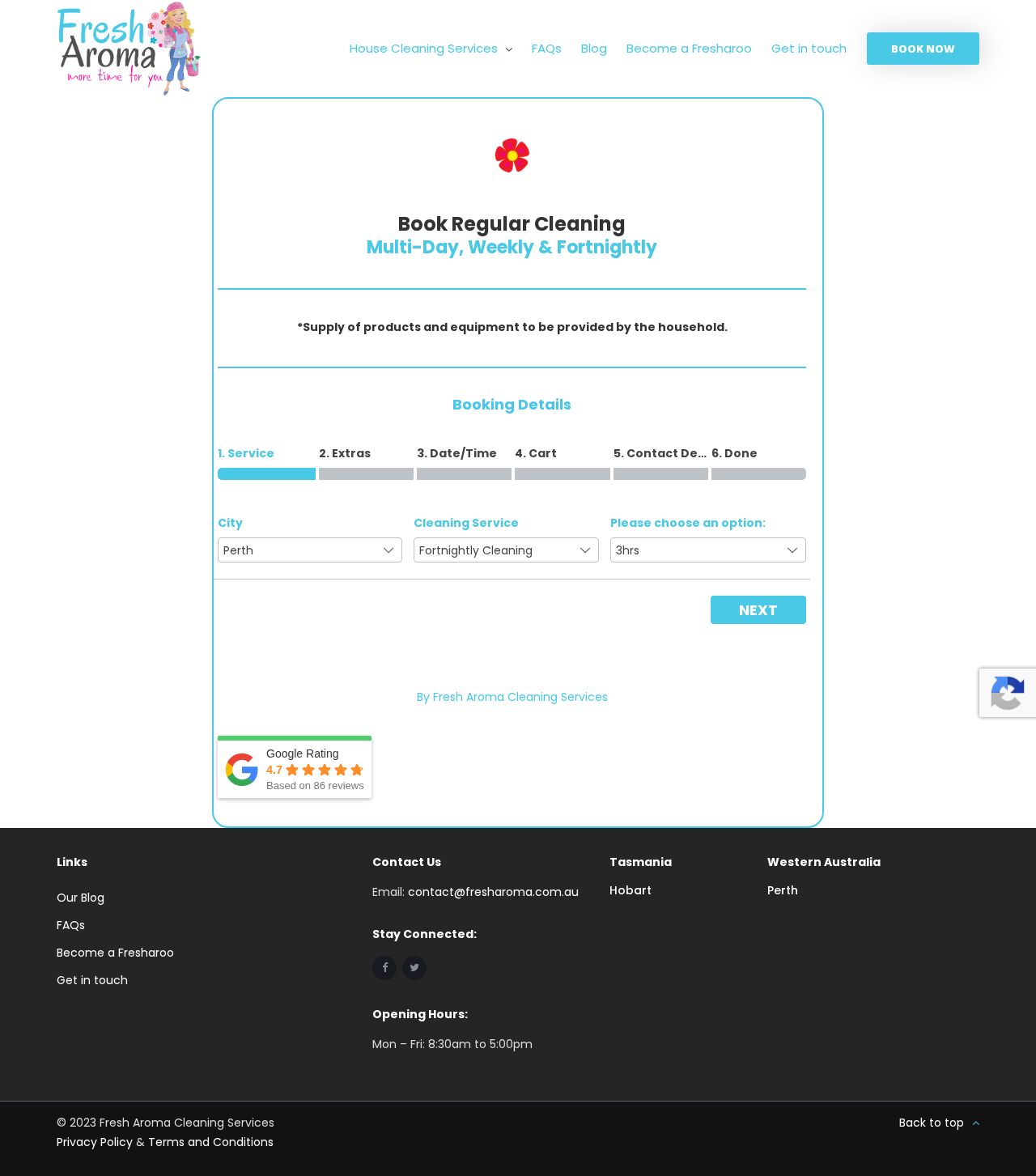 Fresh Aroma Cleaning Services website
