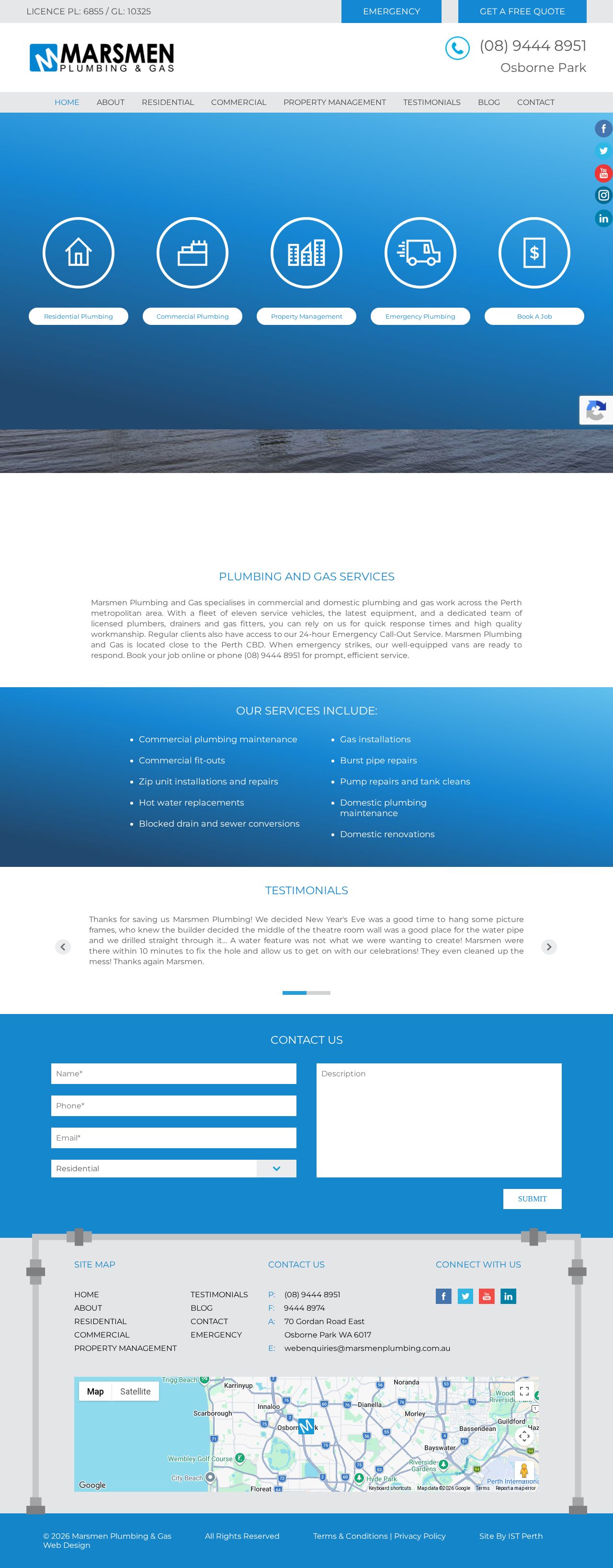 Marsmen Plumbing & Gas website