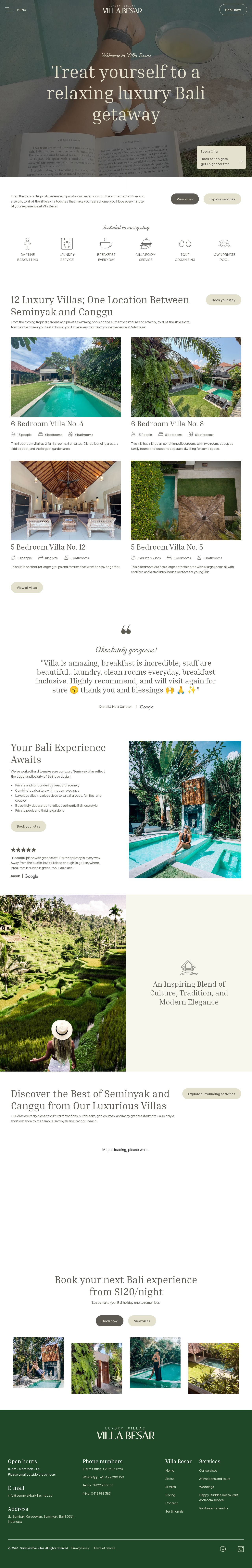 Seminyak Bali Villas website