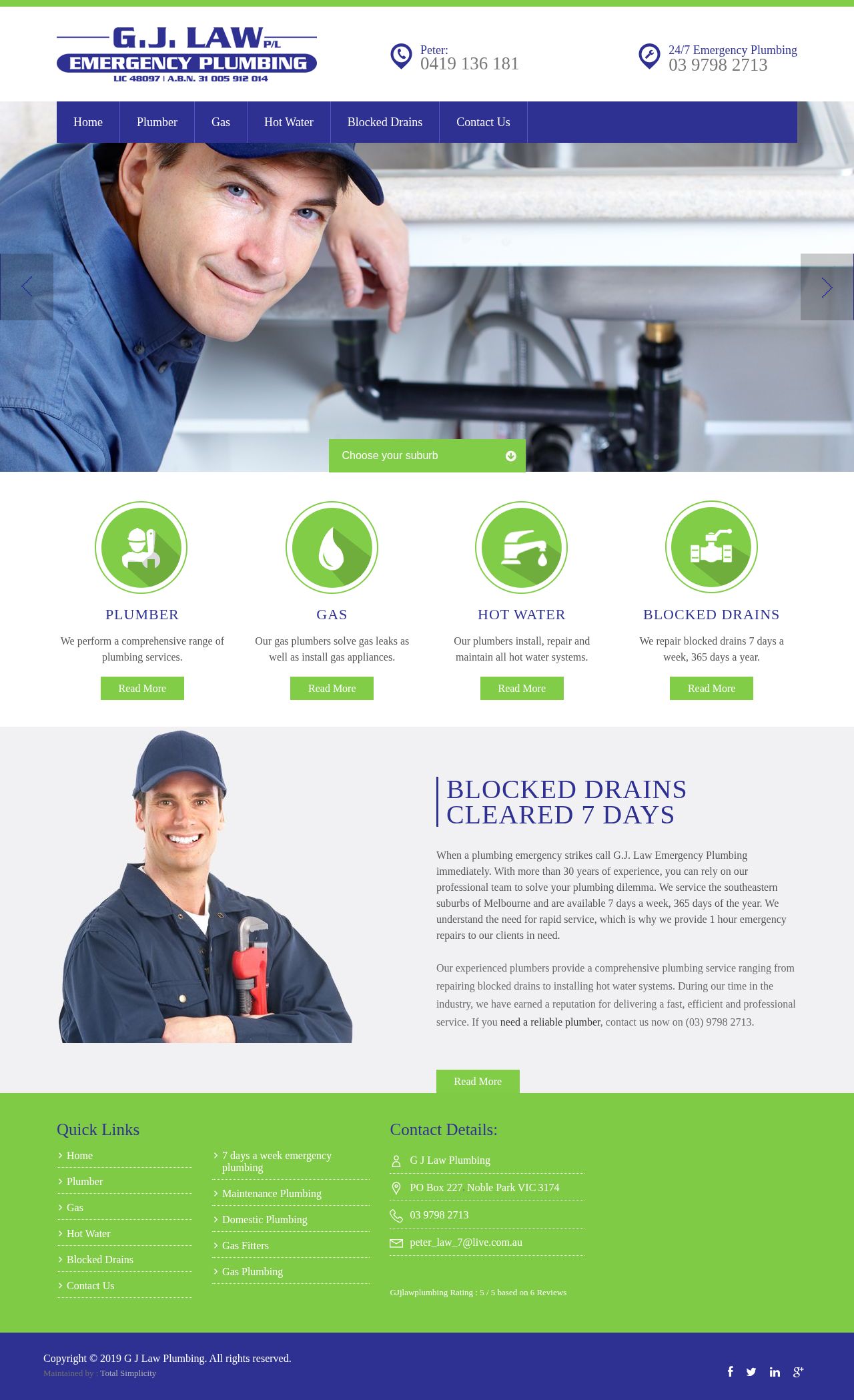 Plumbers Frankston - G J Law Plumbing website