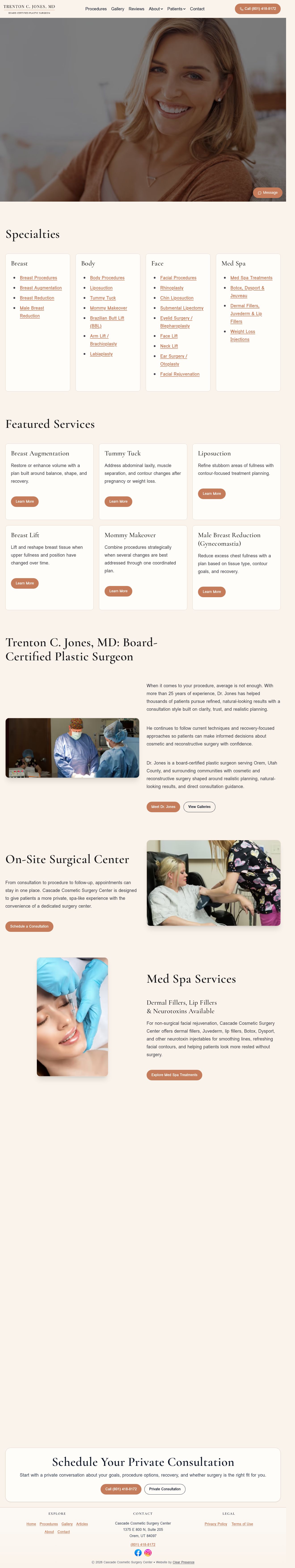 plastic surgeons utah website