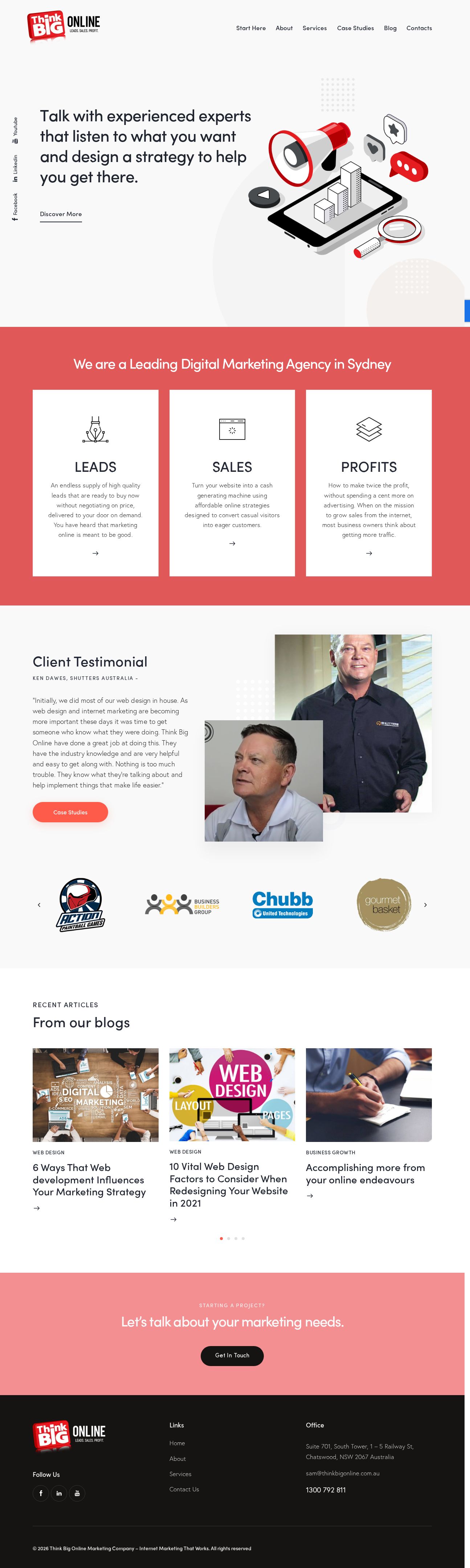 Think Big Online Marketing website