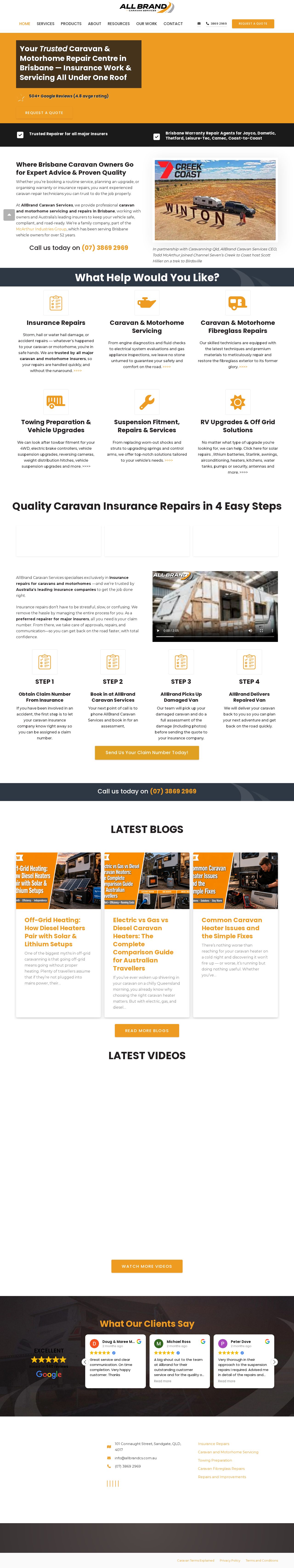 ALL Brand Caravan Services website