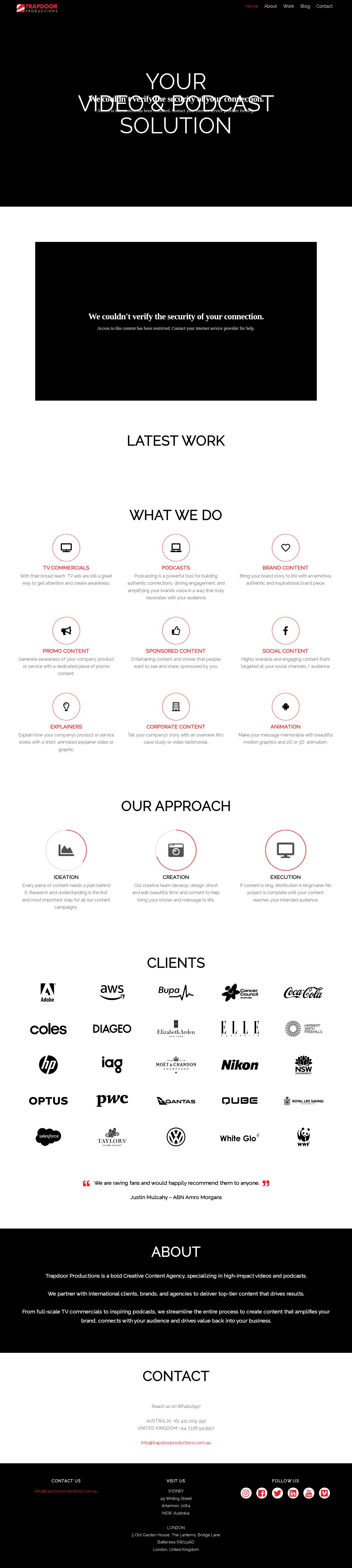 Trapdoor productions website