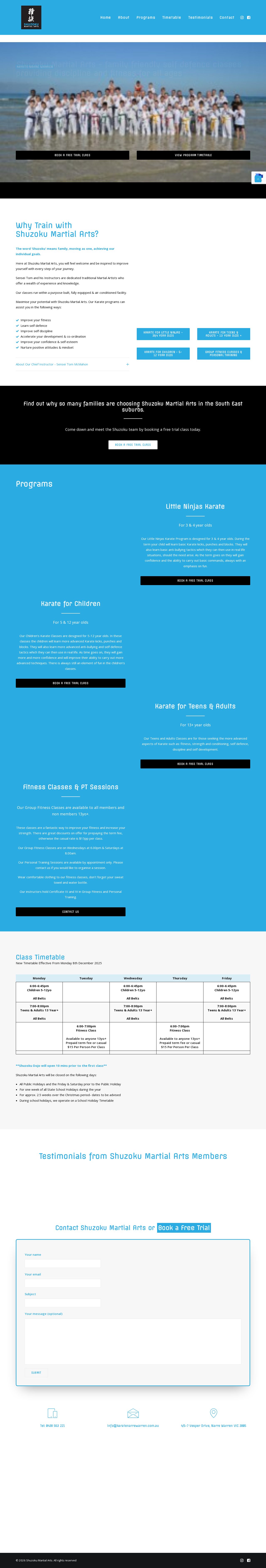 Karate Lessons in Australia website