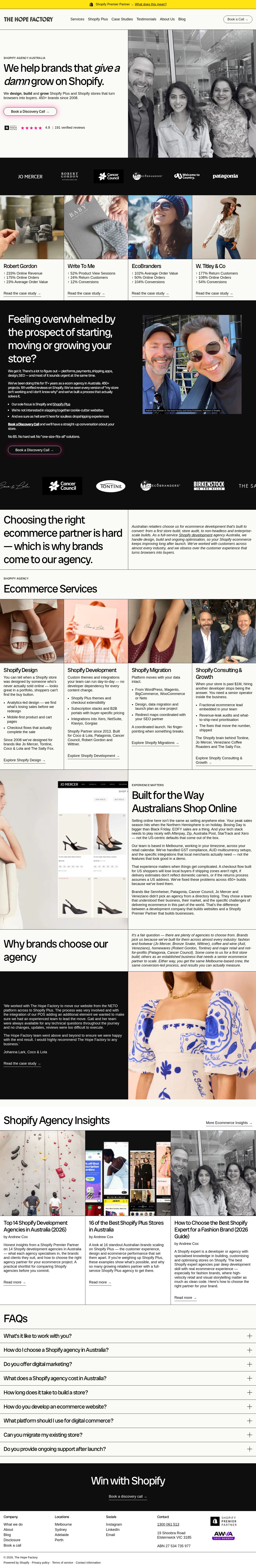 The Hope Factory website