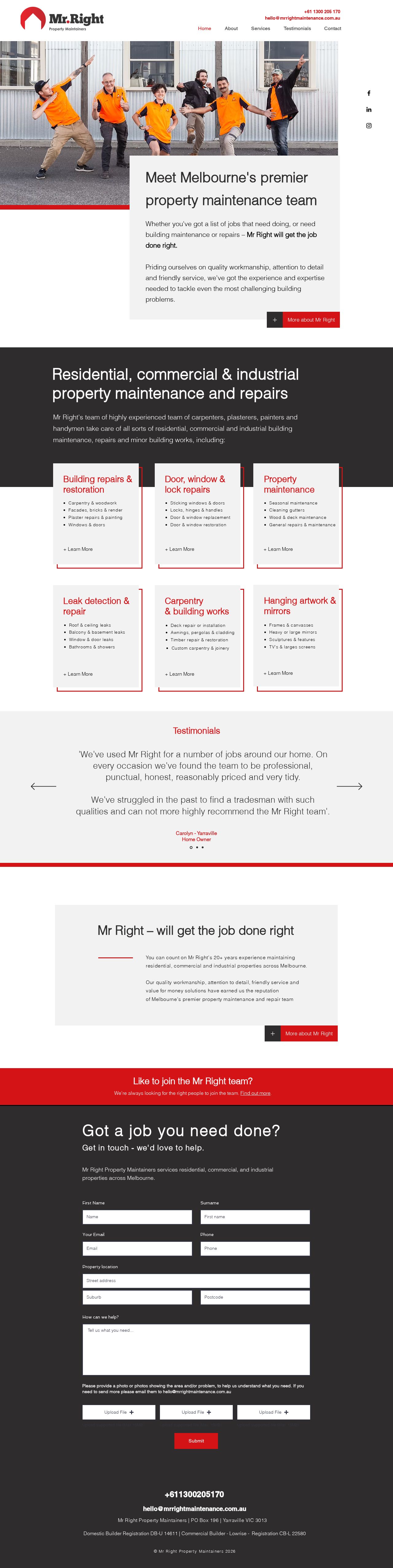 Mr Right Property Maintainers website