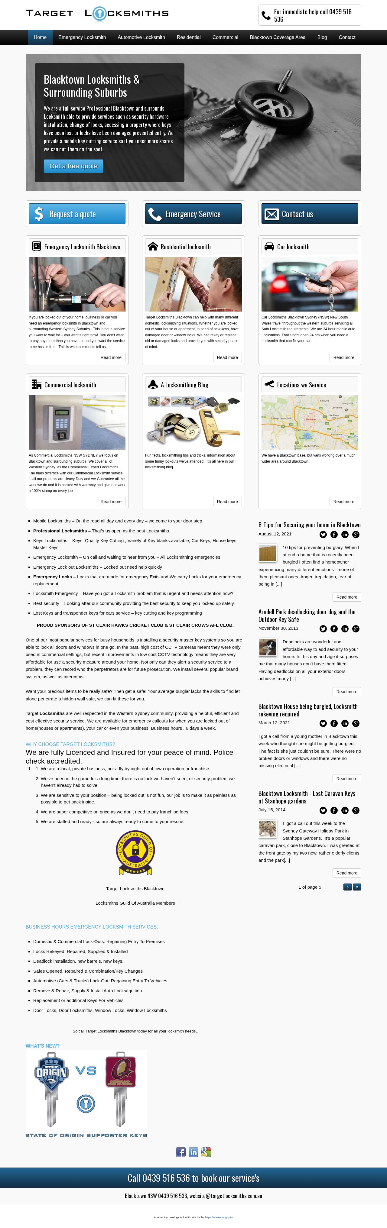 Targer Locksmiths website