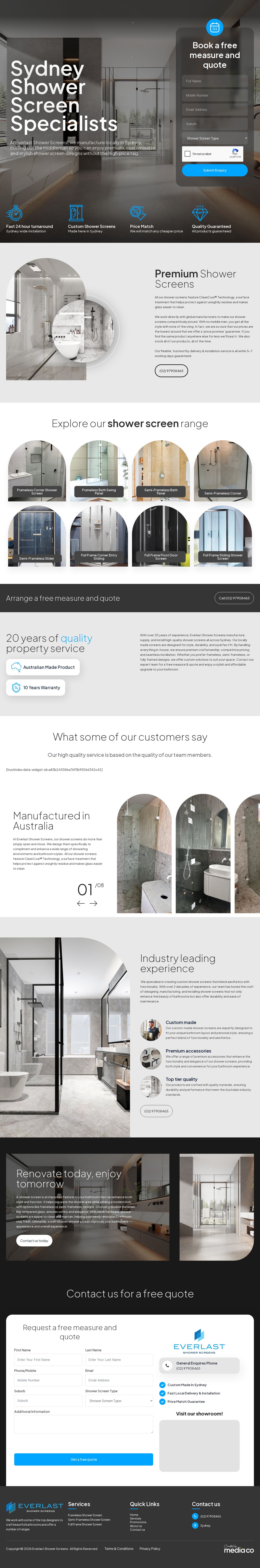 Designer Builtins & Shower Screen website