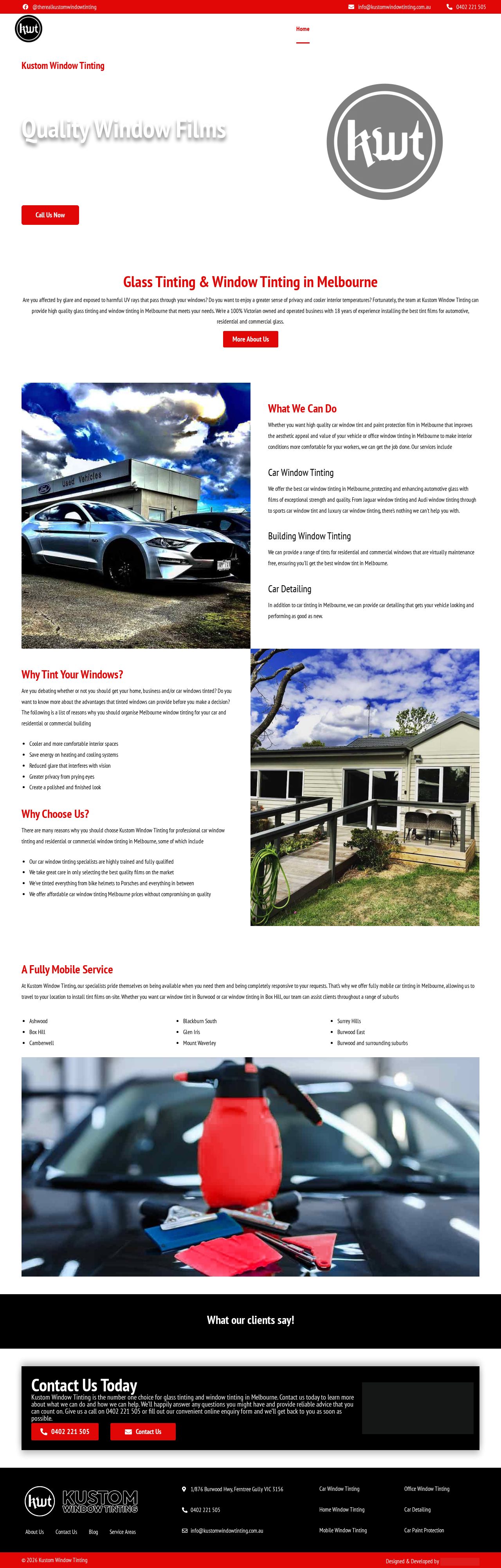 Kustom Window Tinting website