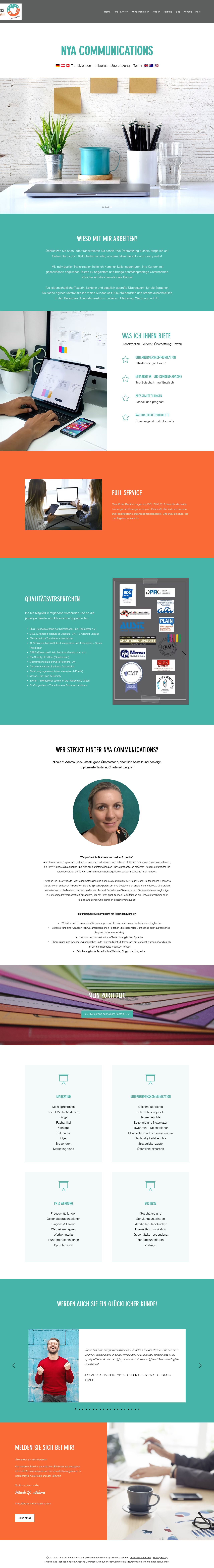 NYA Communications website