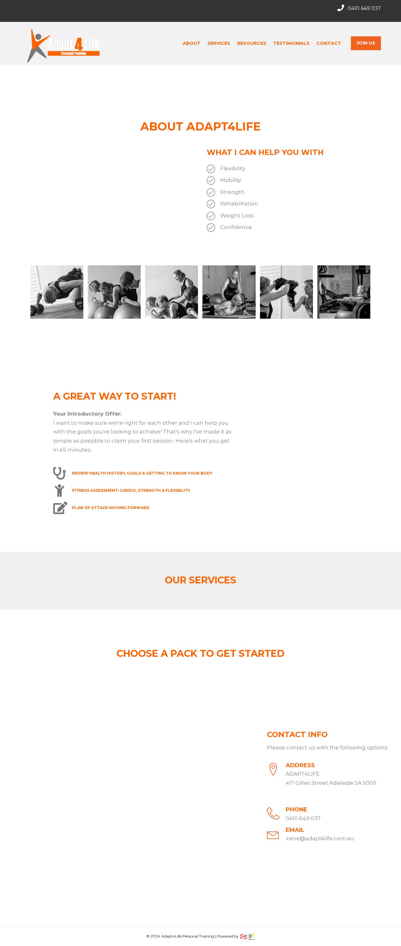 Adapt4Life Personal Training website