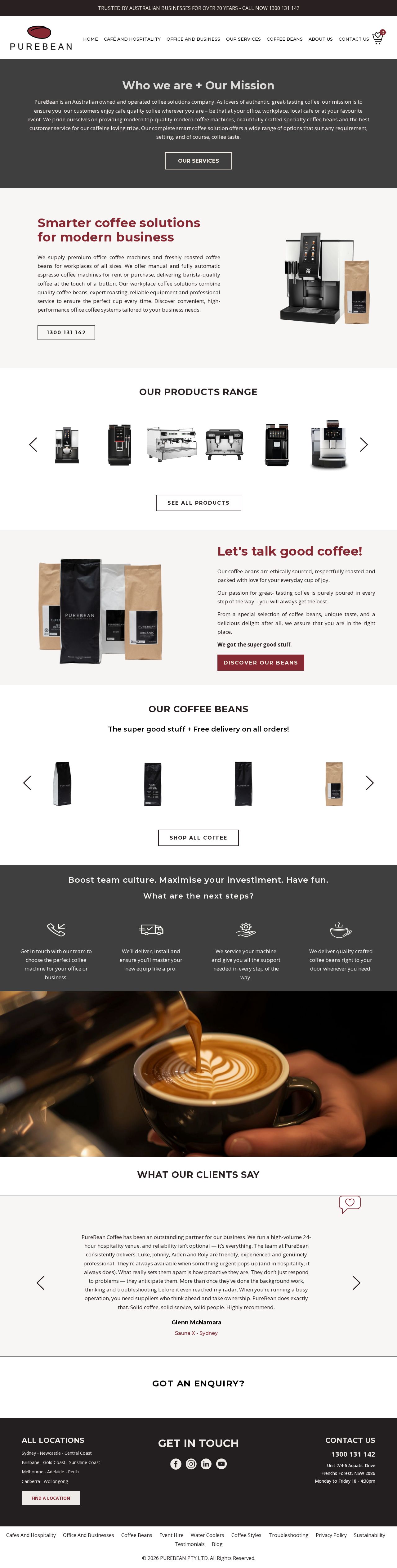 Purebean Office Cafe website