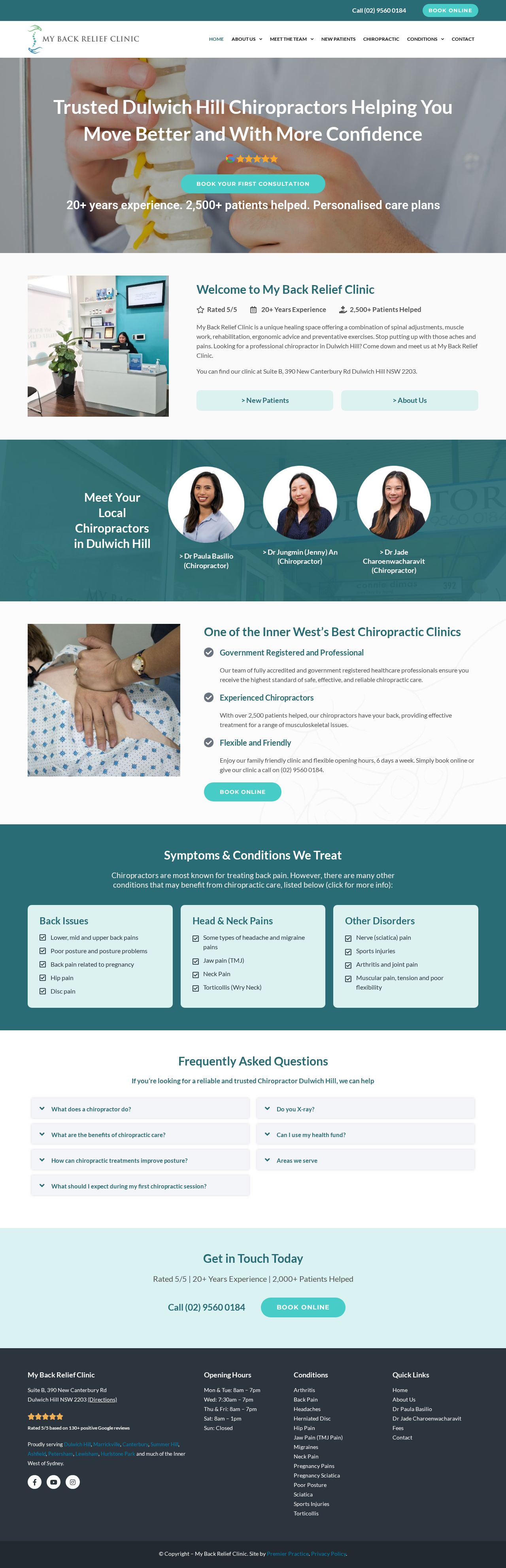 My Back Relief Clinic website