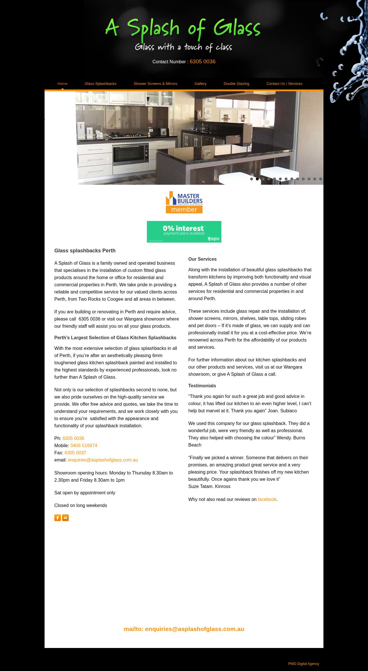 A Splash Of Glass website