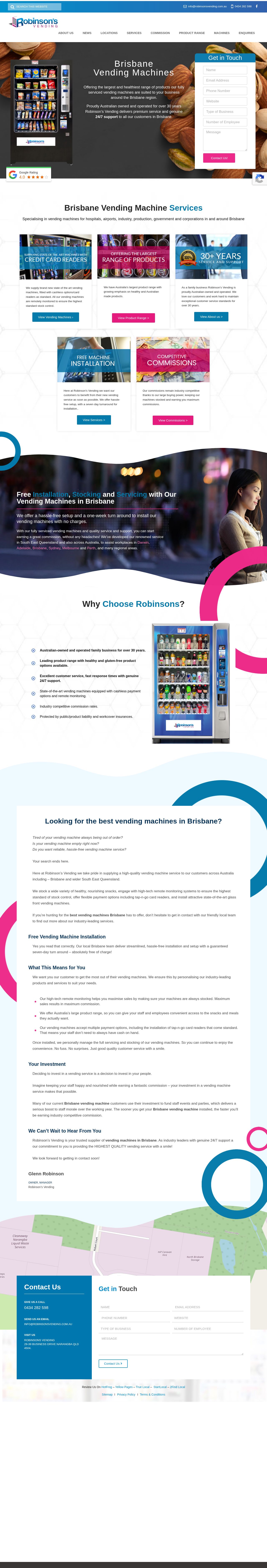 Robinson's Vending Machines Australia website