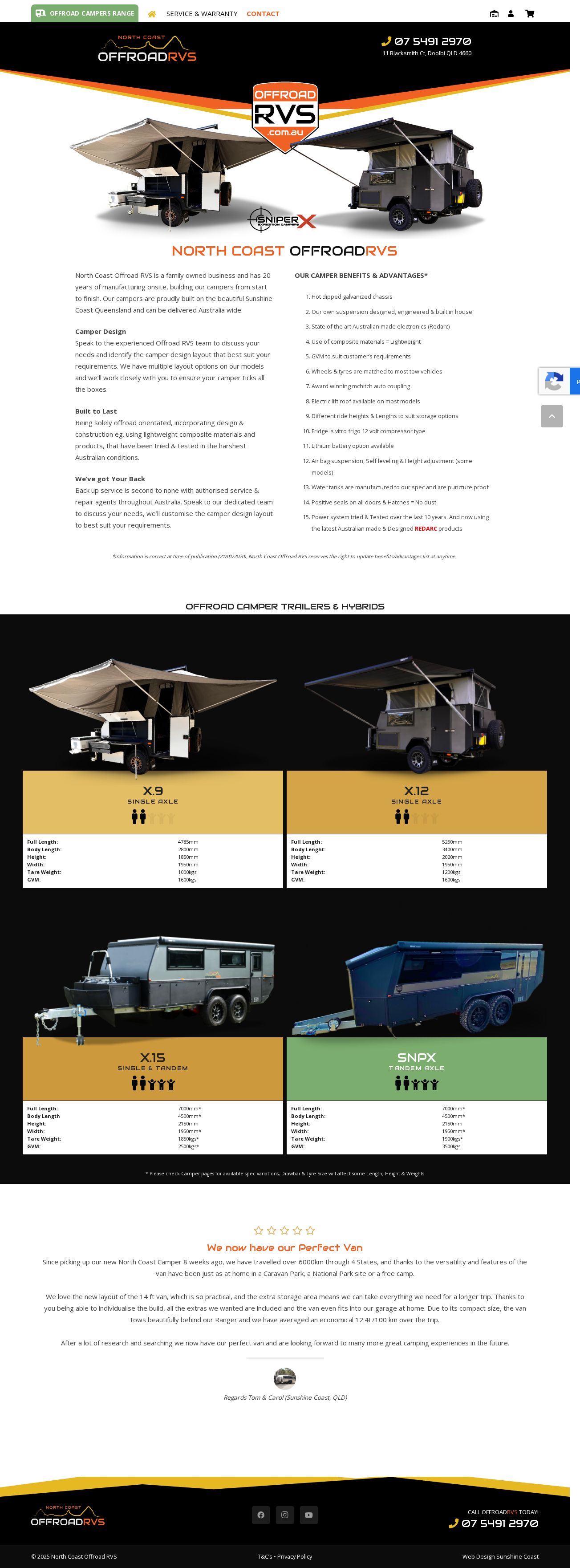 North Coast Campers website