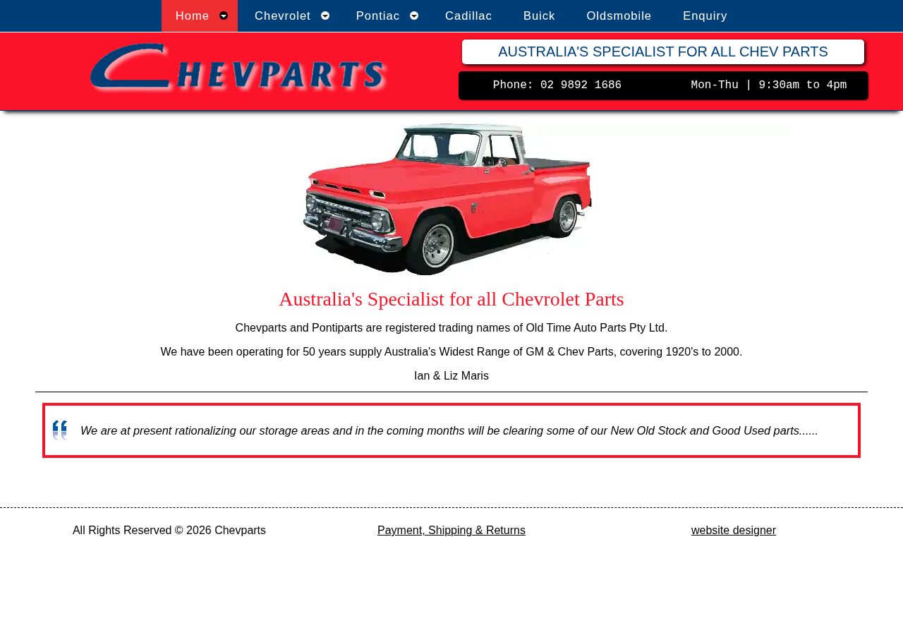 Old Time Auto Parts Pty Ltd website