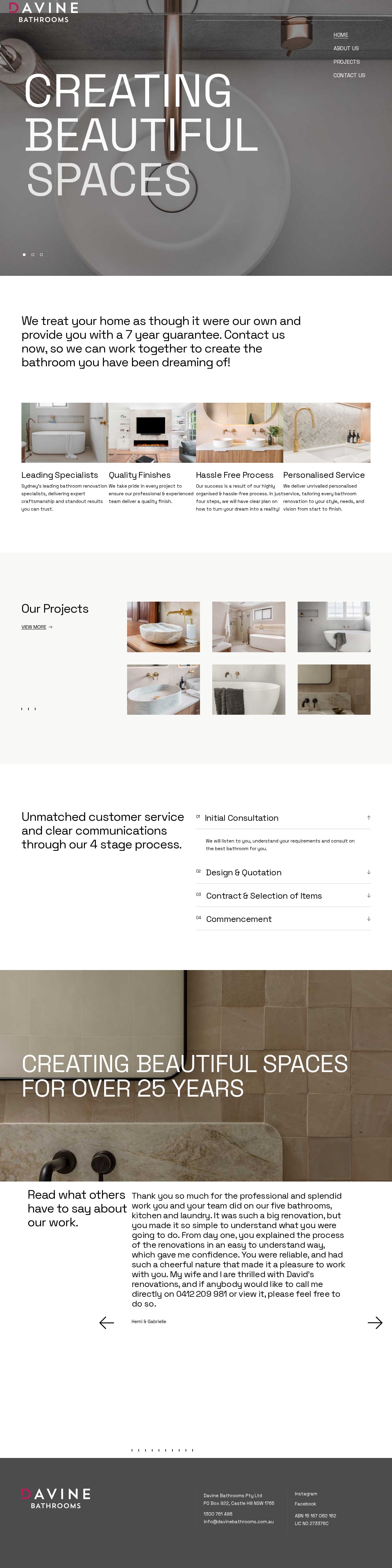 Davine Bathrooms website