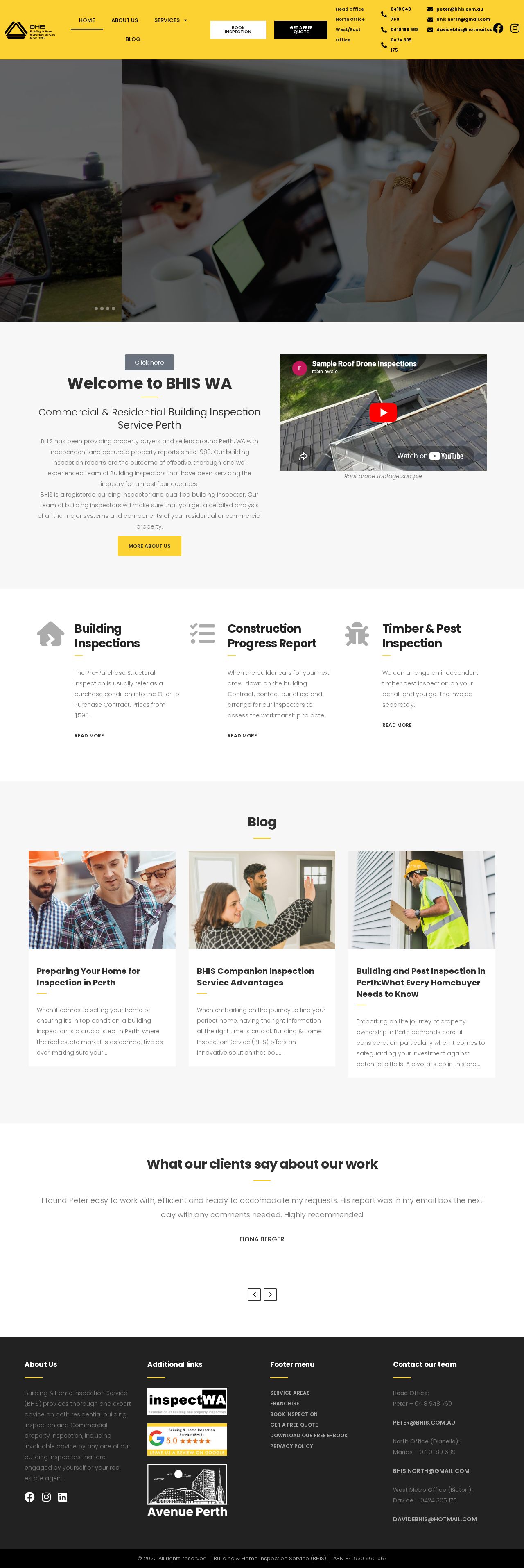 Building & Home Inspection Service website