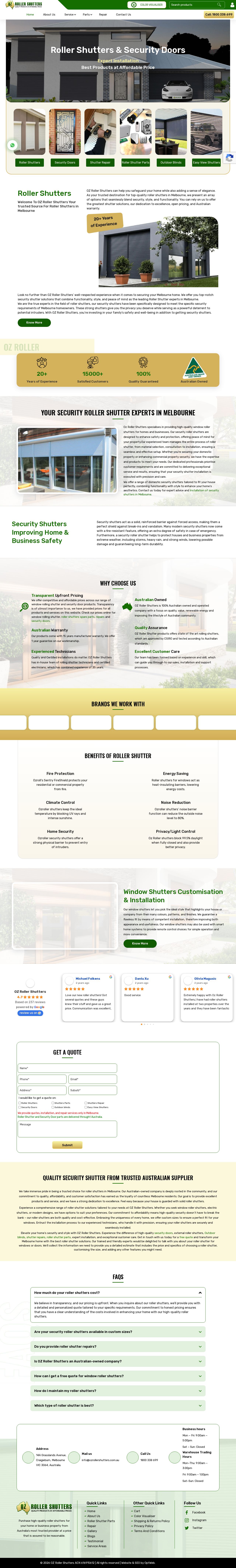 Oz Roller Shutters website