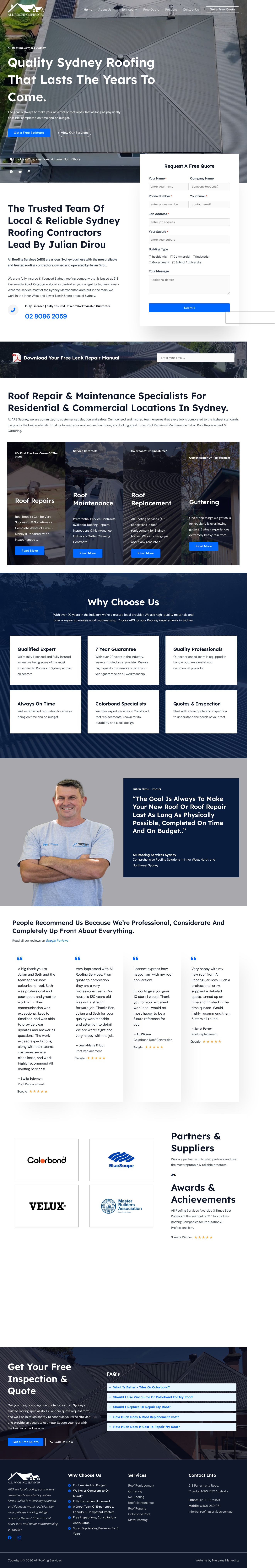 All Roofing Services website