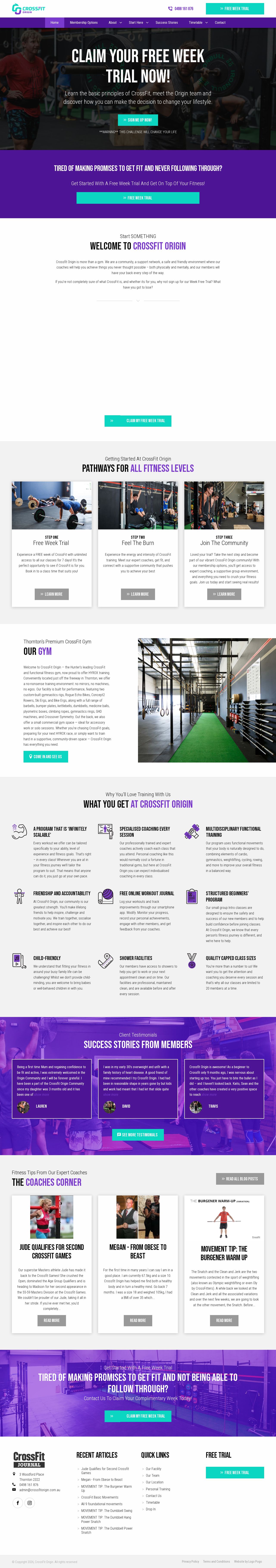 CrossFit Origin website