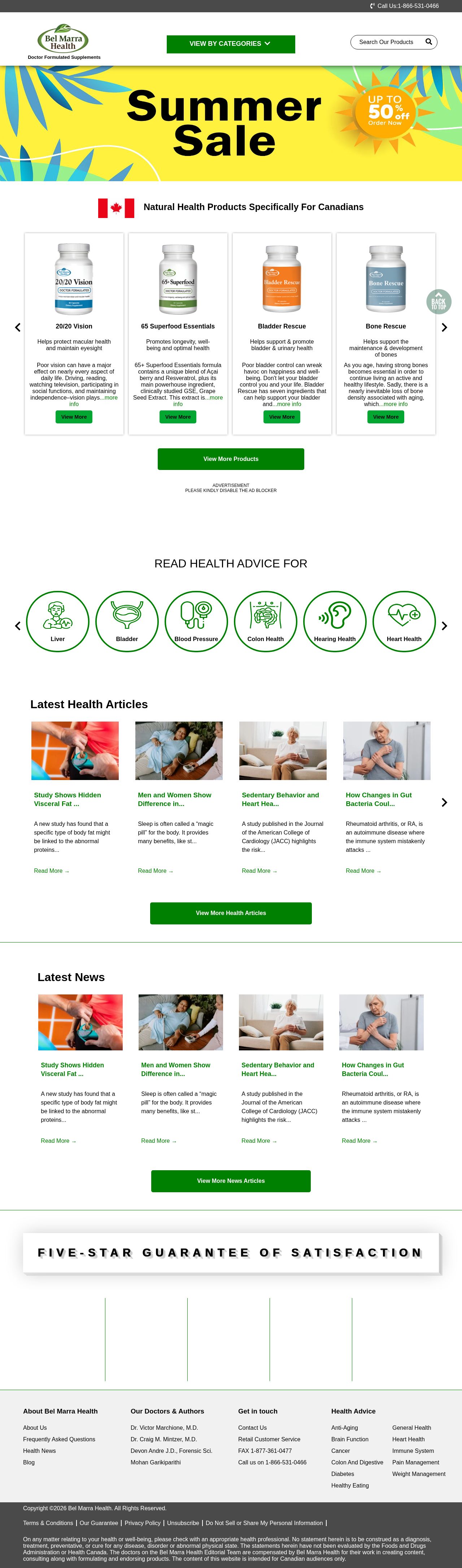 Bel Marra Nutritionals website