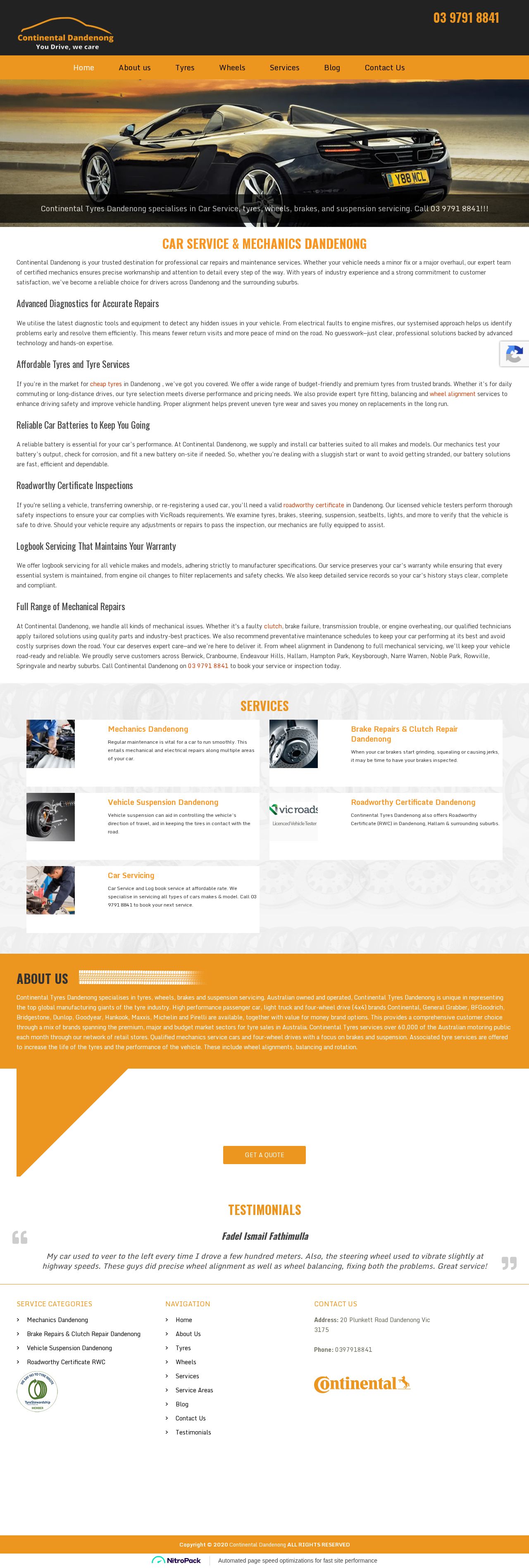 Continental Tyres Dandenong website