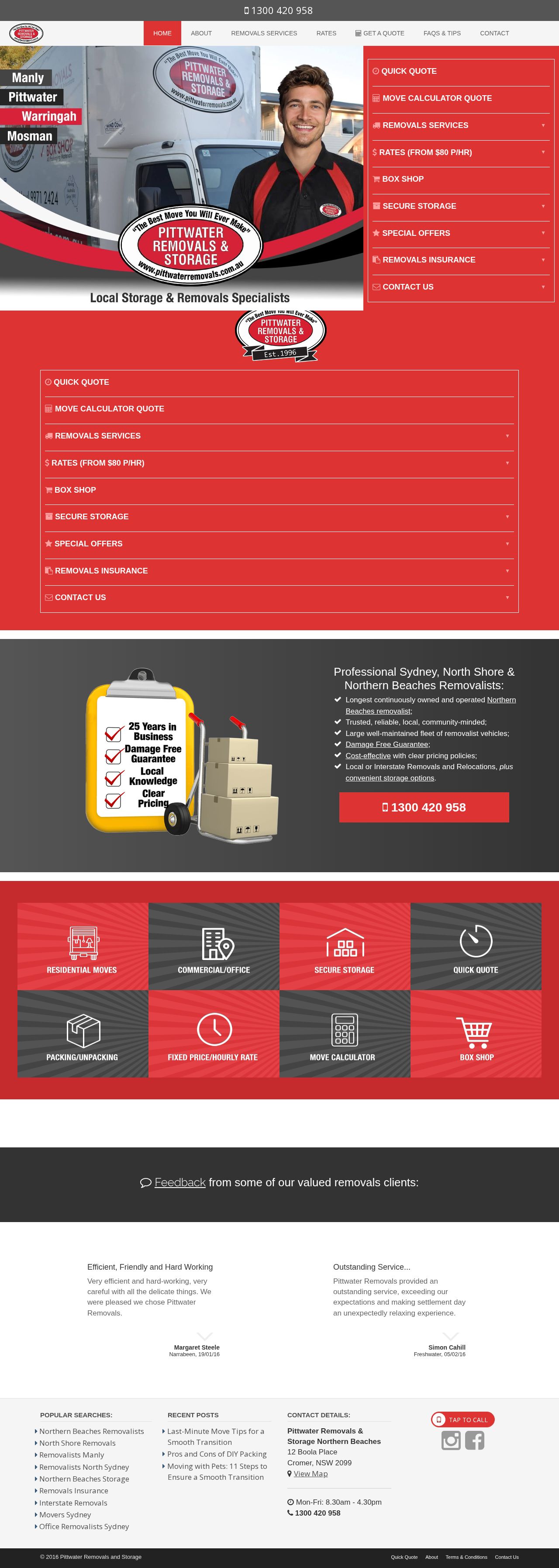 Pittwater Removals & Storage website