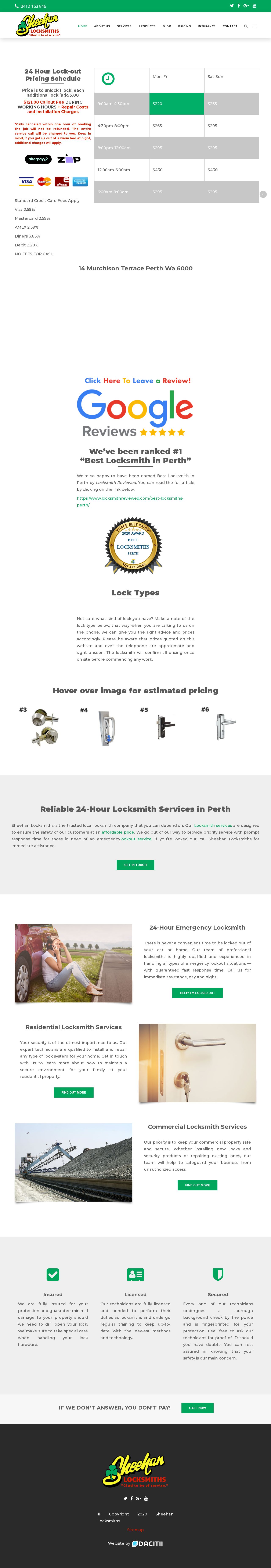 Sheehan Locksmiths website