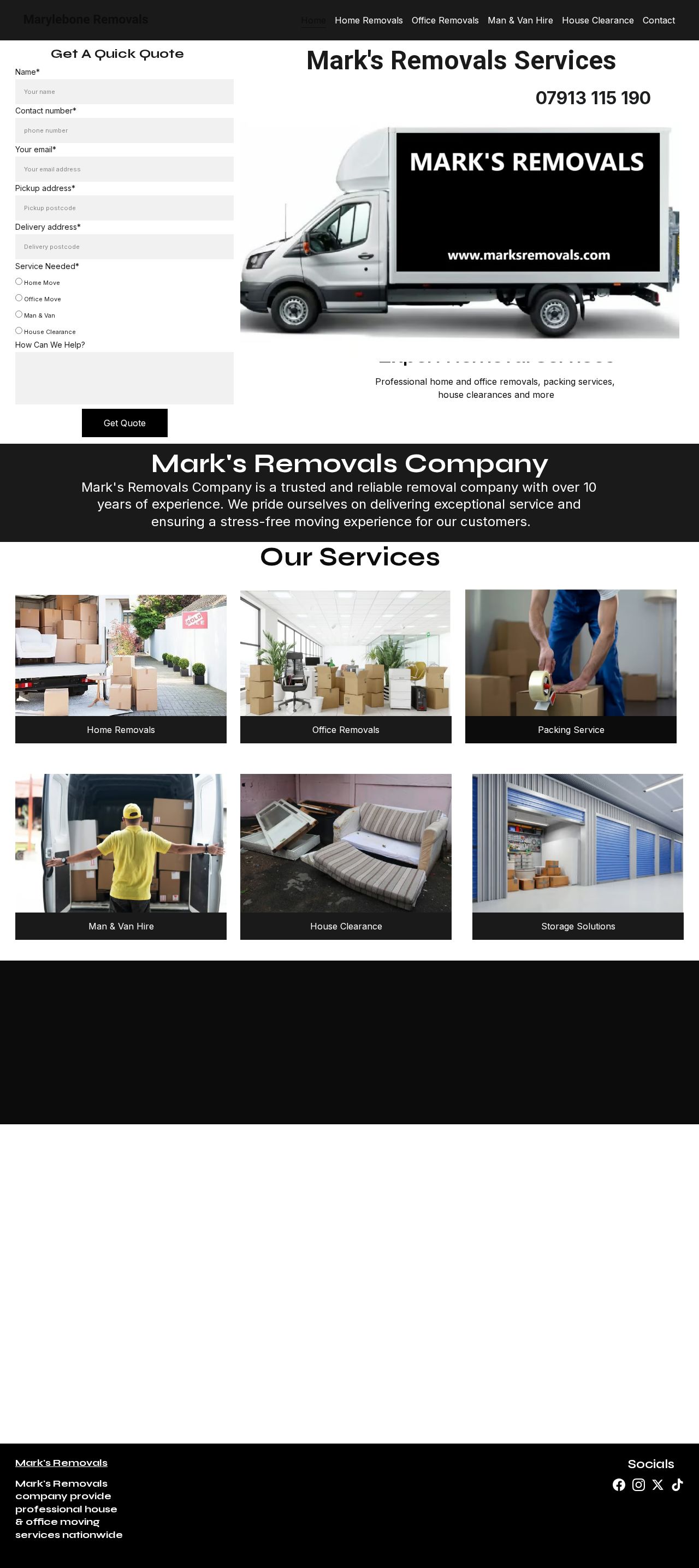 Marks Removals website