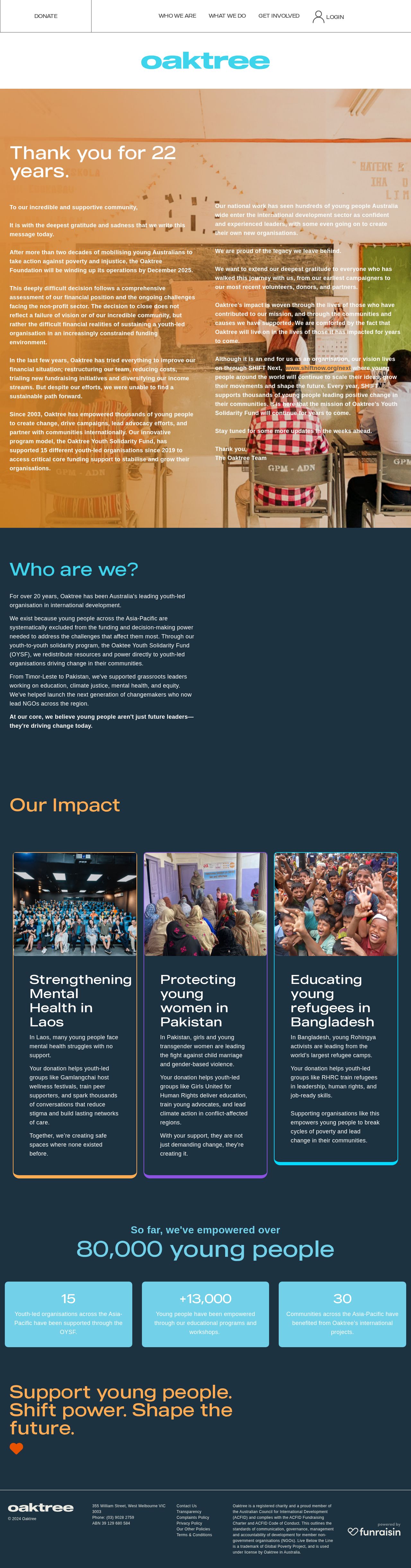 The Oaktree Foundation website
