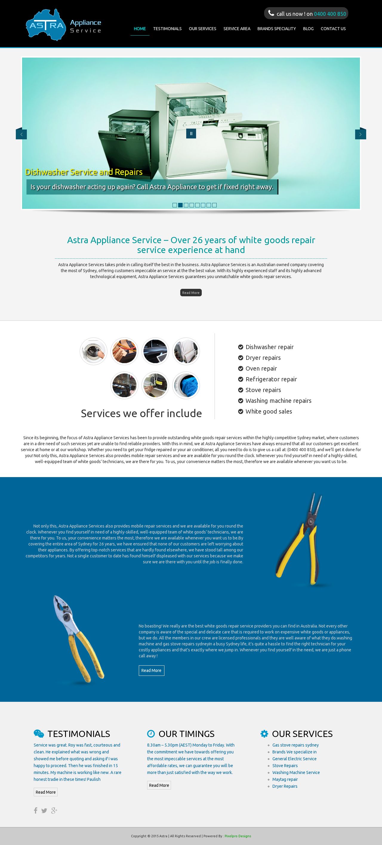 astraapplianceservices website