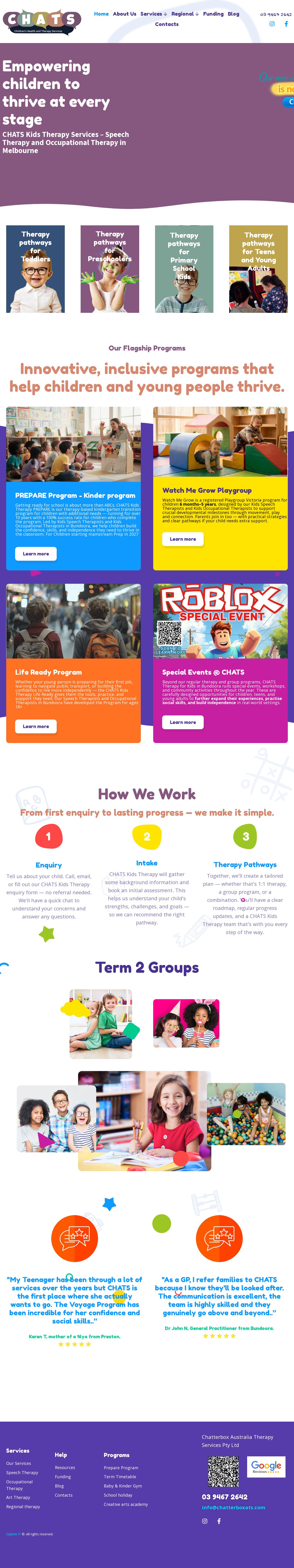 Chatterbox Australia Therapy Services website