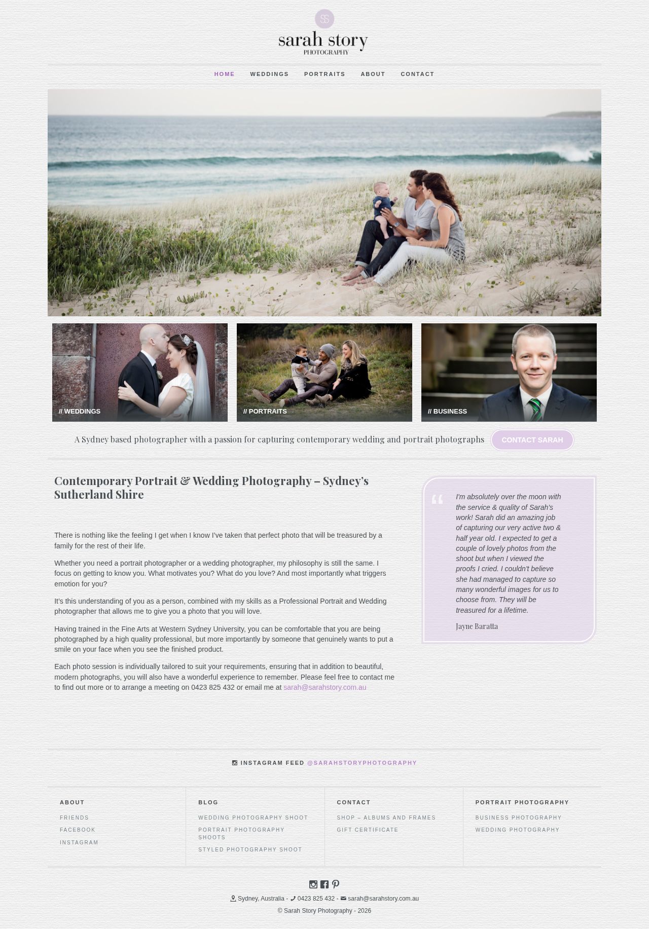 Sarah Story Photography website