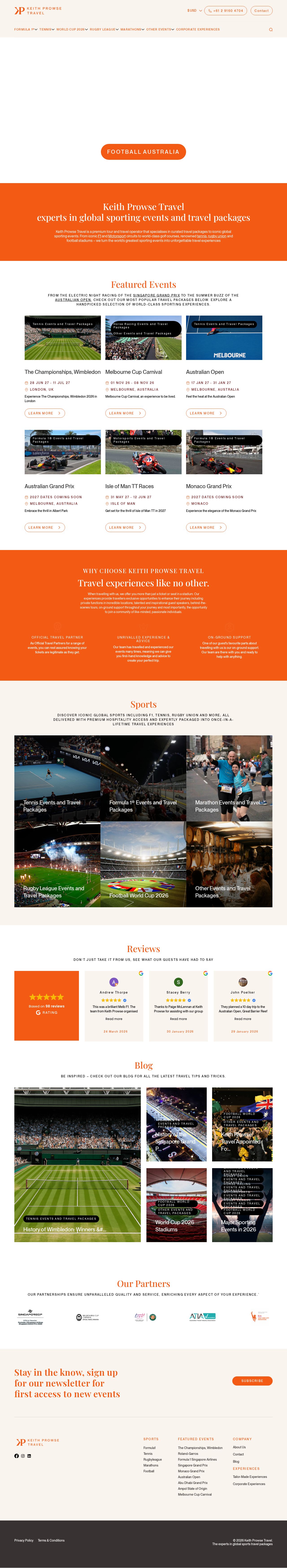Keith Prowse Travel website