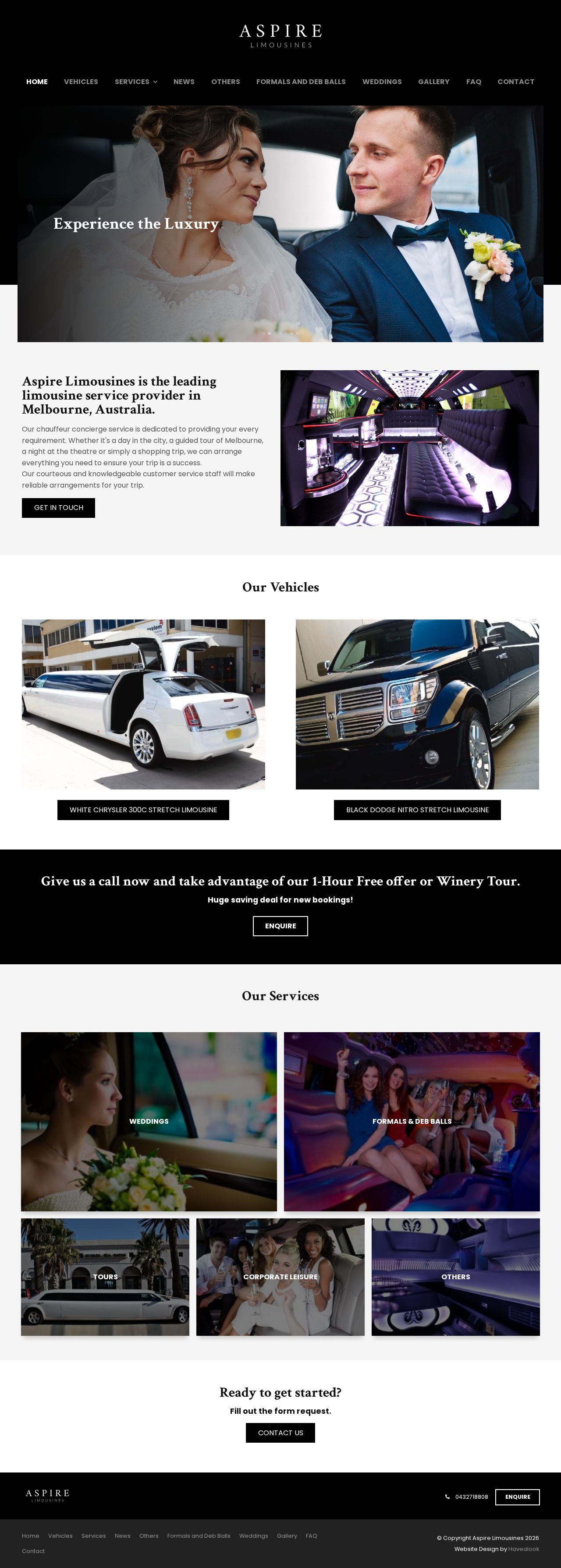 Aspire limousines Australia website