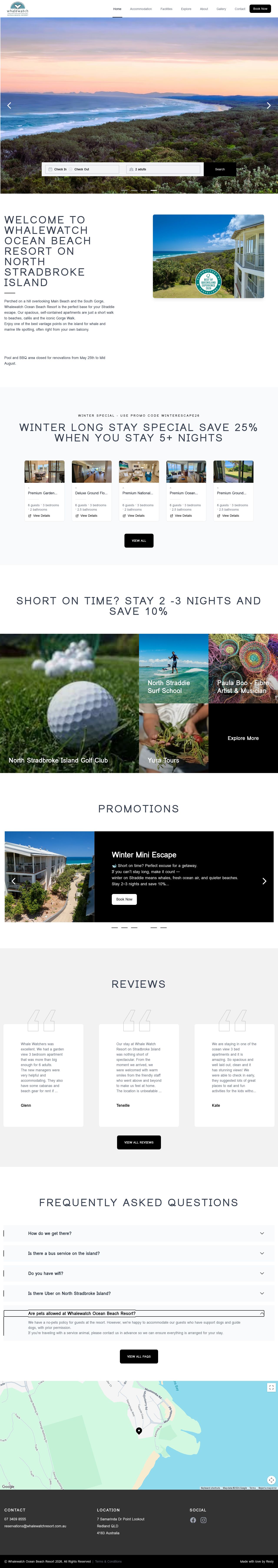 Whale Watch Resort website