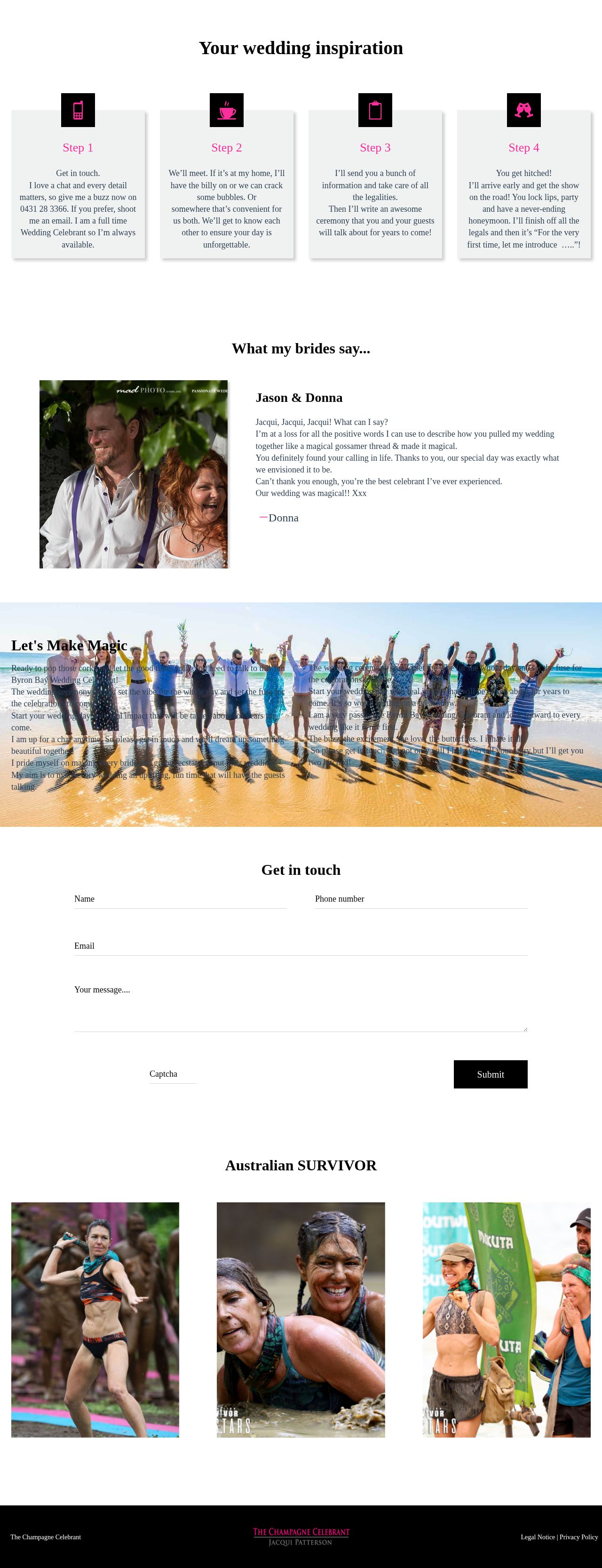 Champagne Celebrant Jacqui Patterson website