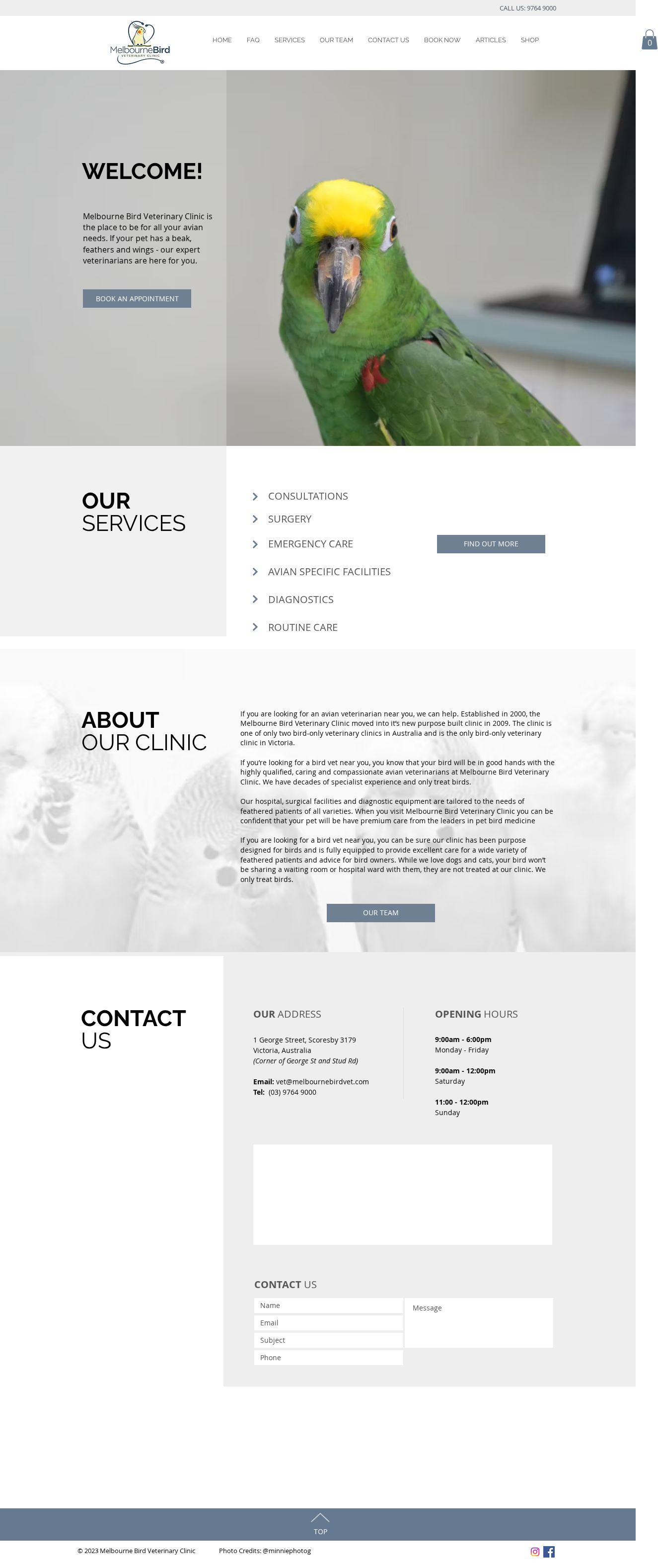 Bird vet hospital in Melbourne website