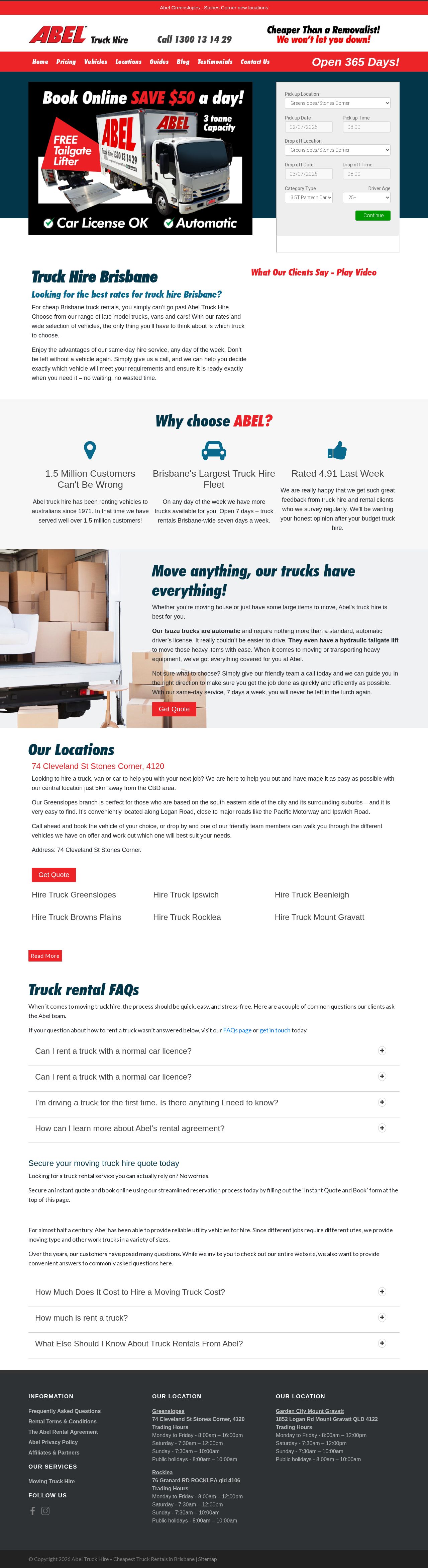 Abel Rent A Car Redcliffe website