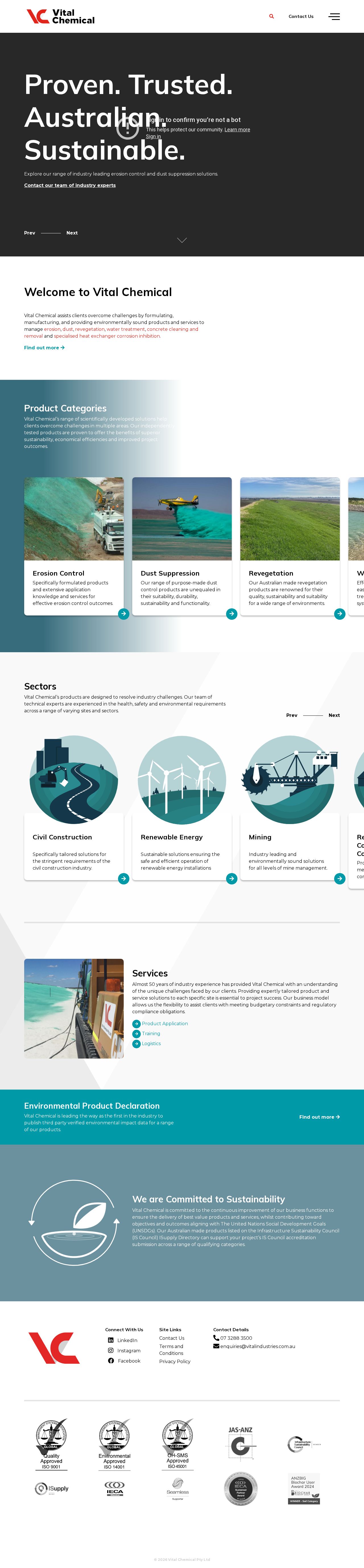 Vital Chemical Pty Ltd website